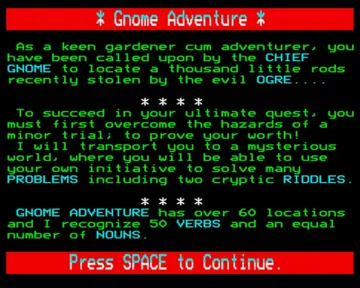 Gnome Adventure (19xx)(Model B Computing)[h TSTH] screen shot title